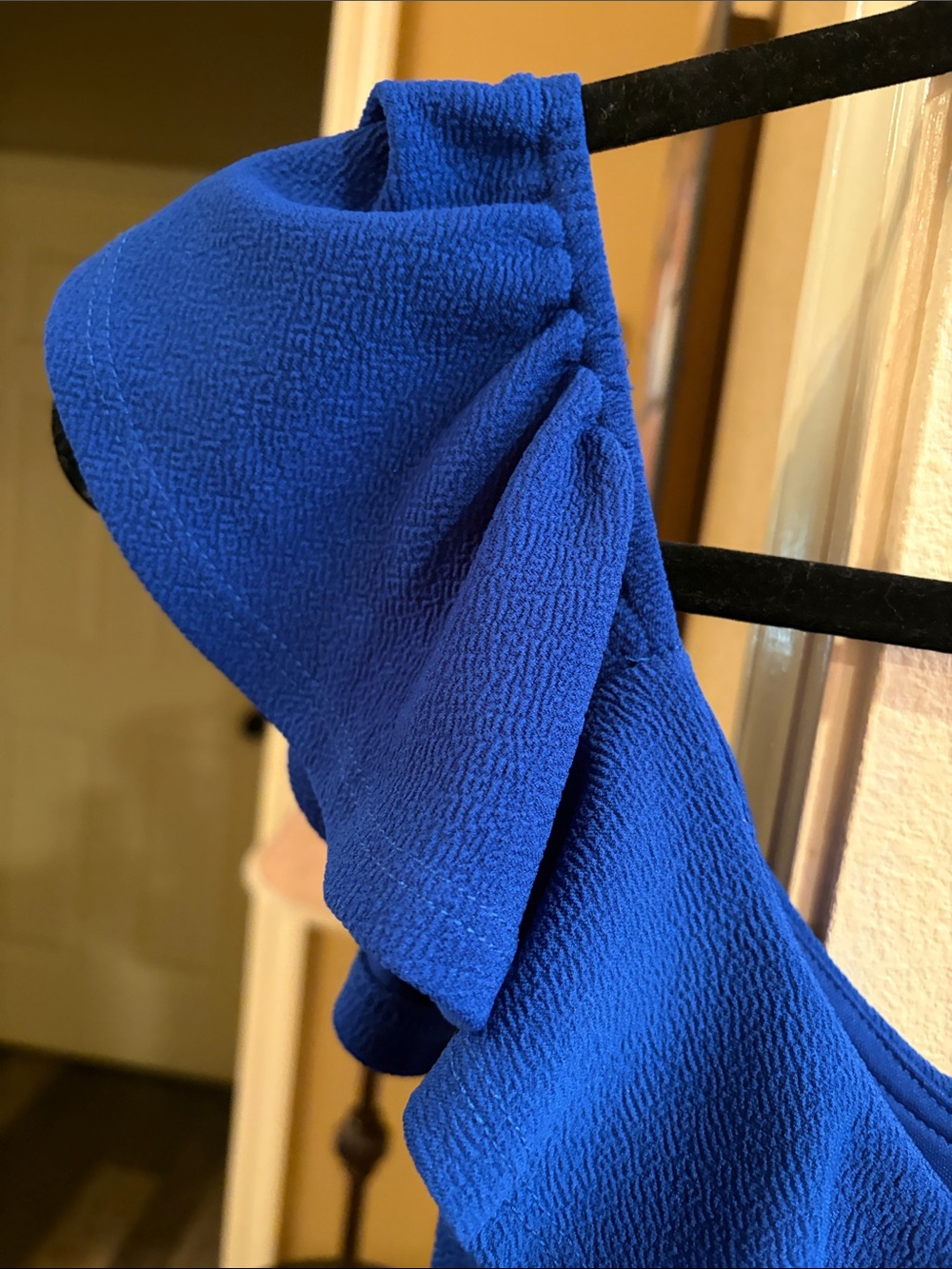Crystal Doll Cobalt Blue double Ruffle Fit-and-Flare Mini Dress - Picture 6 of 10